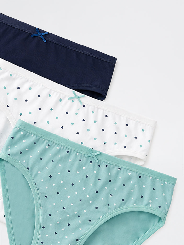 Wunderlove 3-Pack Printed Hi-Leg Cotton-Blend Briefs