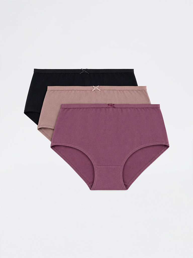 Wunderlove 3-Pack Cotton-Blend Hi-Rise Briefs