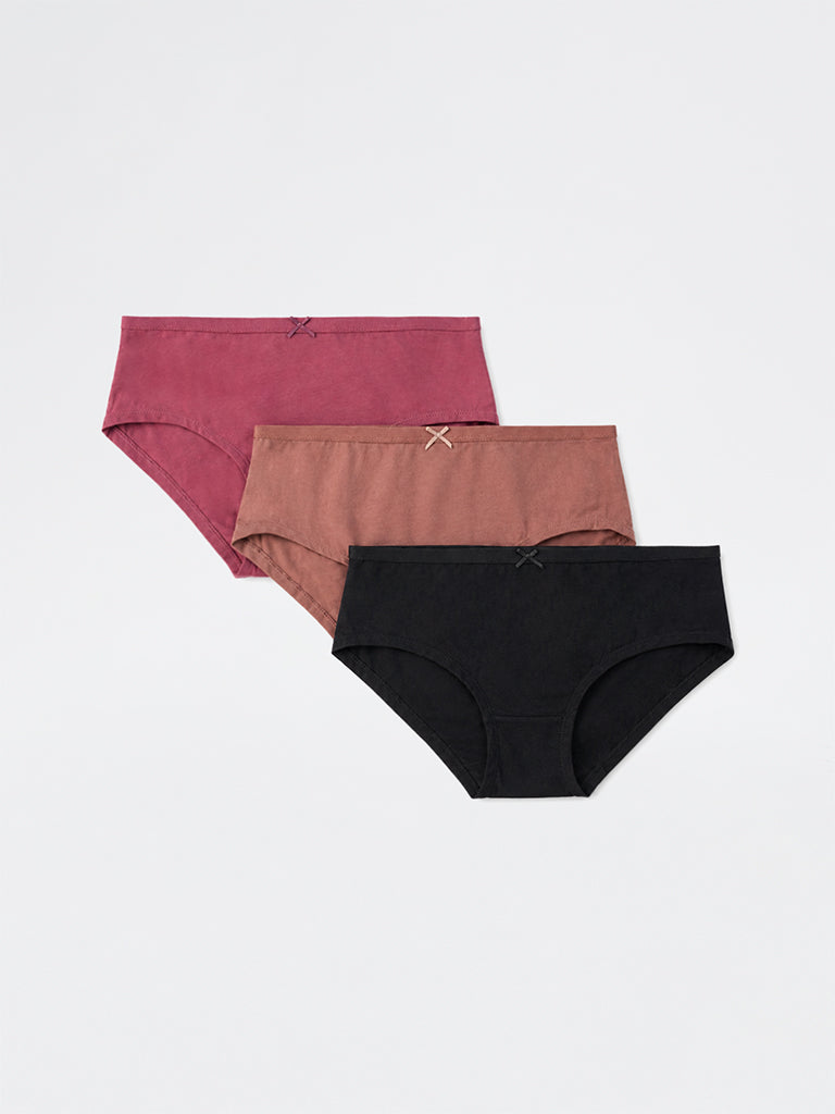 Wunderlove 3-Pack Solid Low-Rise Cotton-Blend Briefs