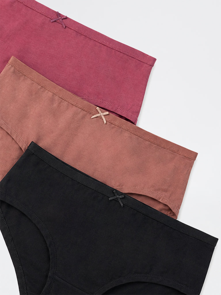 Wunderlove 3-Pack Solid Low-Rise Cotton-Blend Briefs