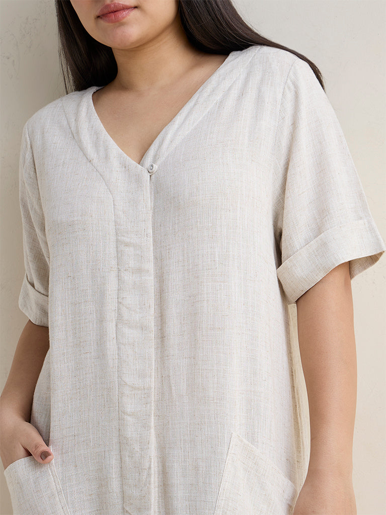Gia Beige Straight-Fit Dress