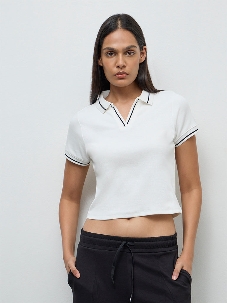 Nuoflexx Off-White Ribbed Cotton-Blend T-Shirt