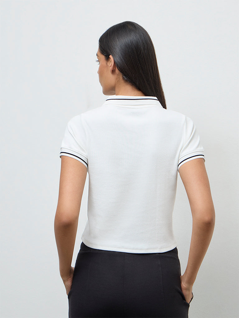 Nuoflexx Off-White Ribbed Cotton-Blend T-Shirt