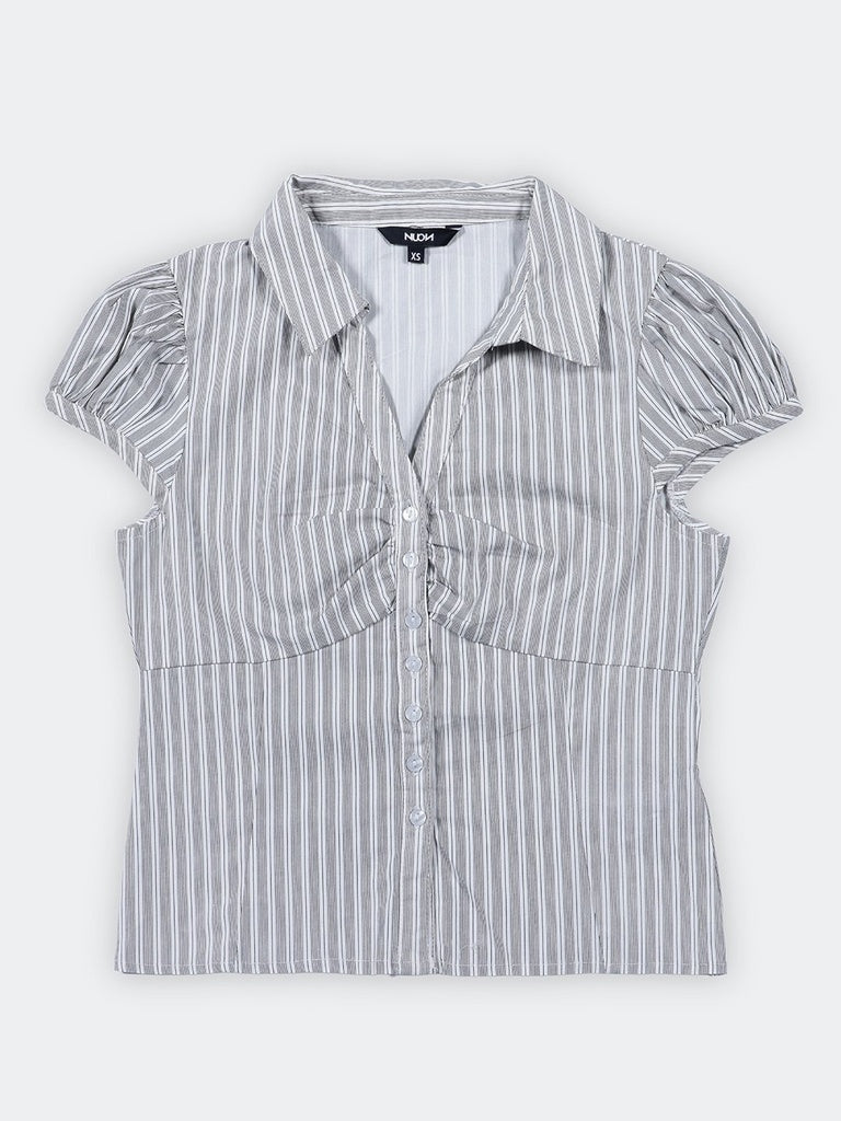 Nuon Grey Striped Shirt