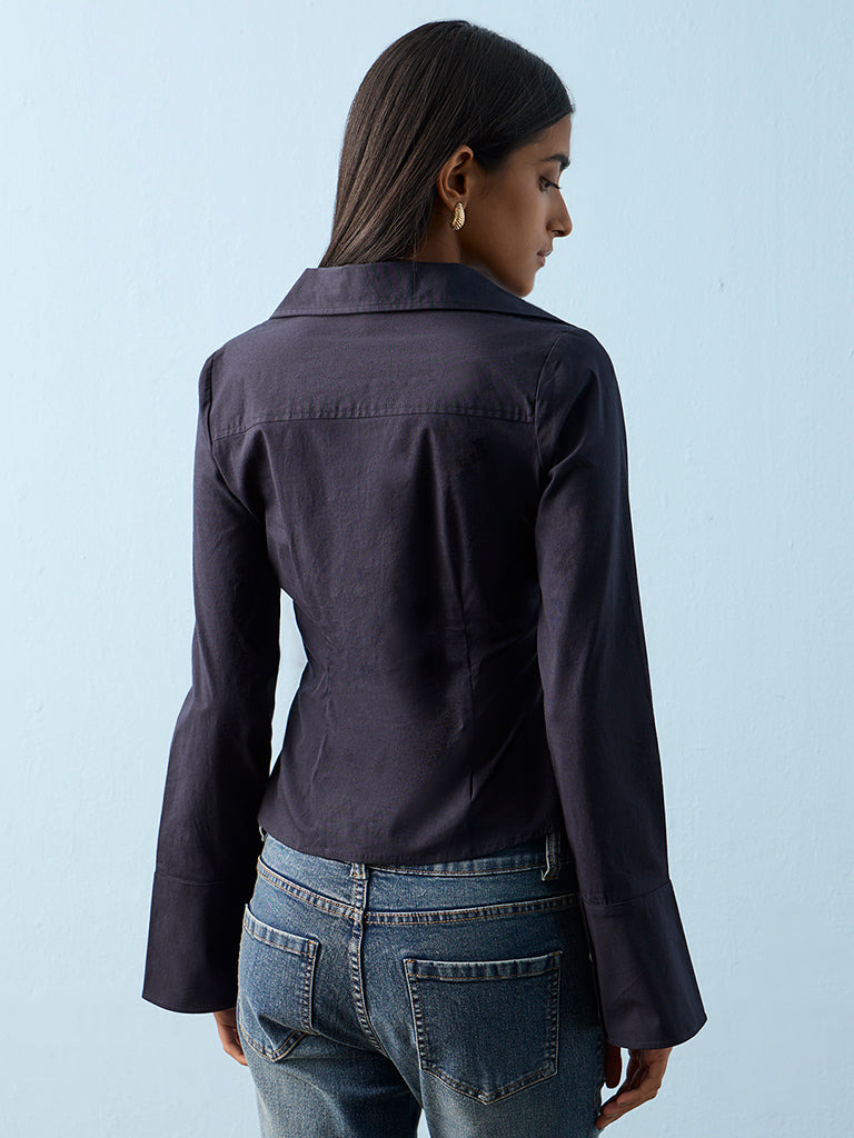 Buy Nuon Navy Criss-Cross Detail Blouse from Westside