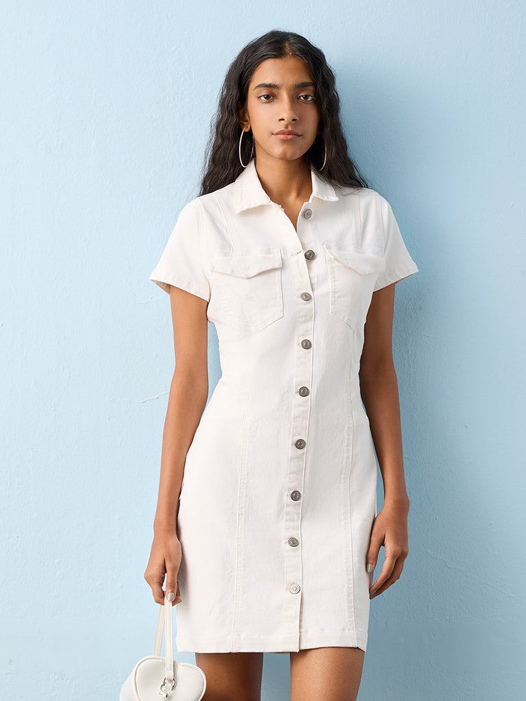 【JOHN nhoj】WHITE DENIM SHIRT DRESS Mavi Women's Avery Denim Shirt Dress In White Denim – Mavi Canada