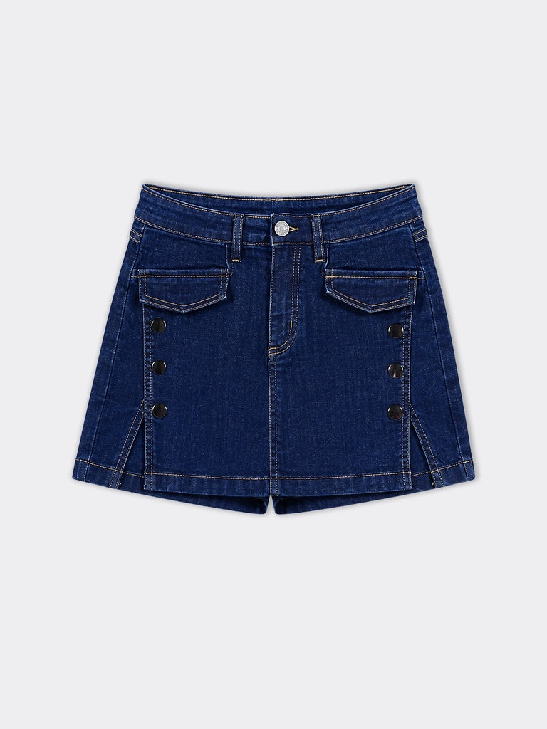 Nuon Dark Blue High-Rise Denim Skorts