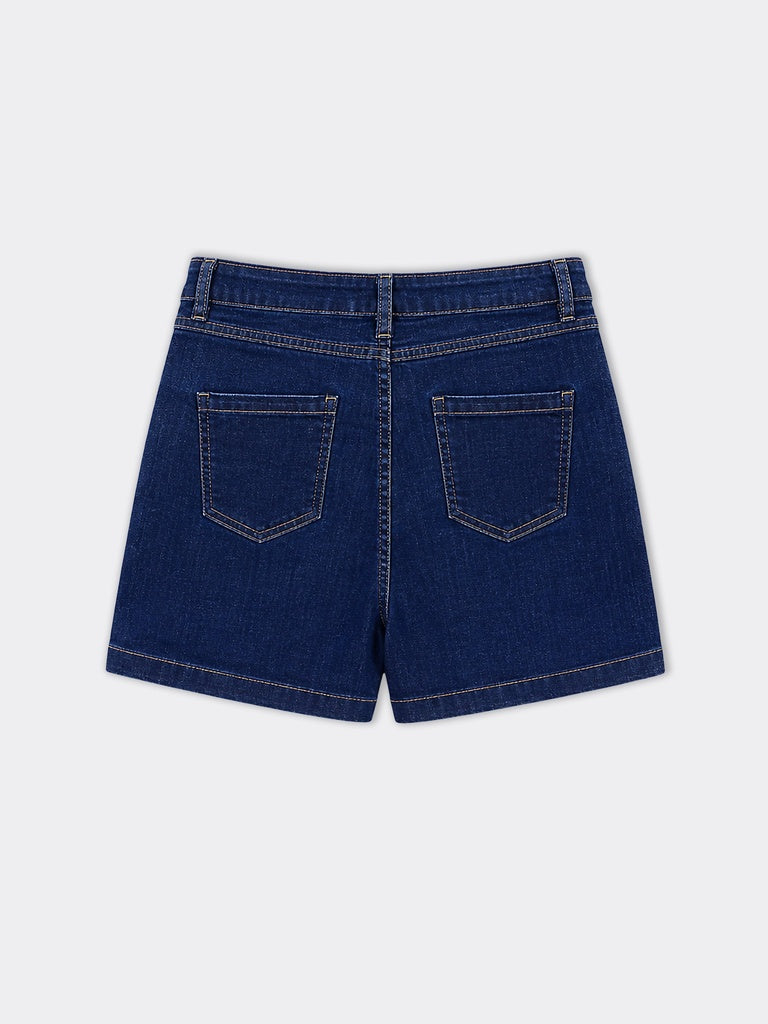 Nuon Dark Blue High-Rise Denim Skorts