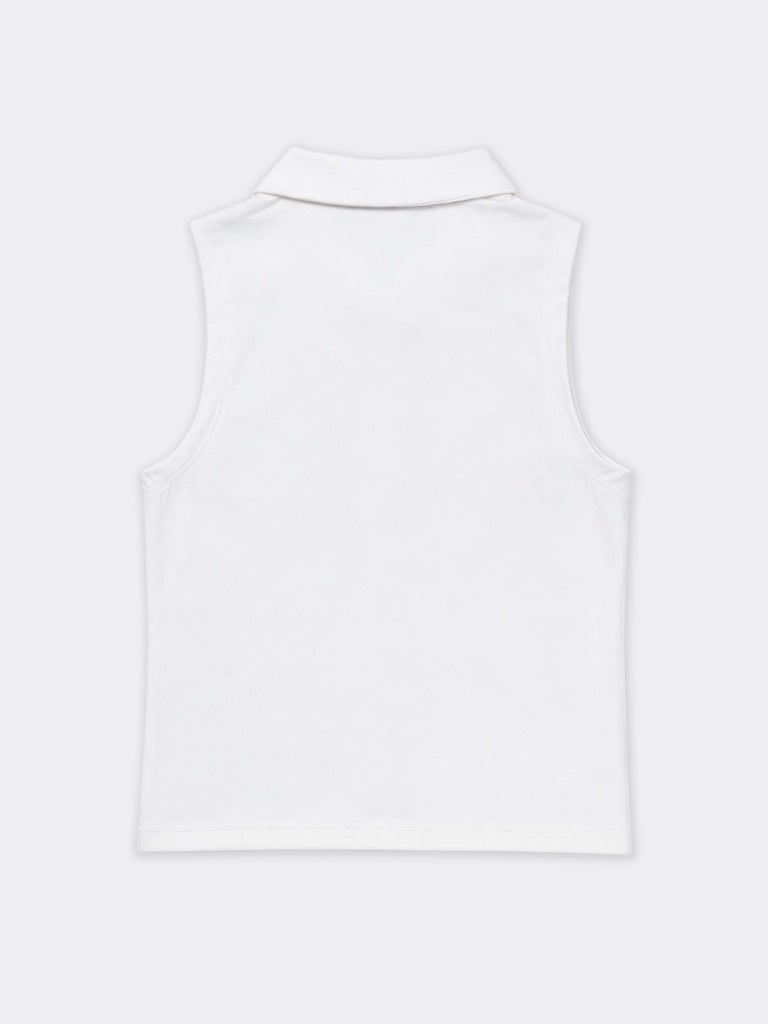 Nuon White Ruched Design Cotton Top