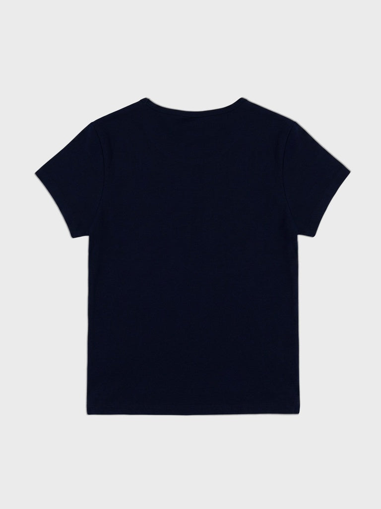 Nuon Navy Graphic Printed Cotton-Blend T-Shirt