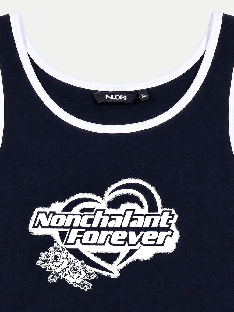 Nuon Navy Text Printed Cotton-Blend Top