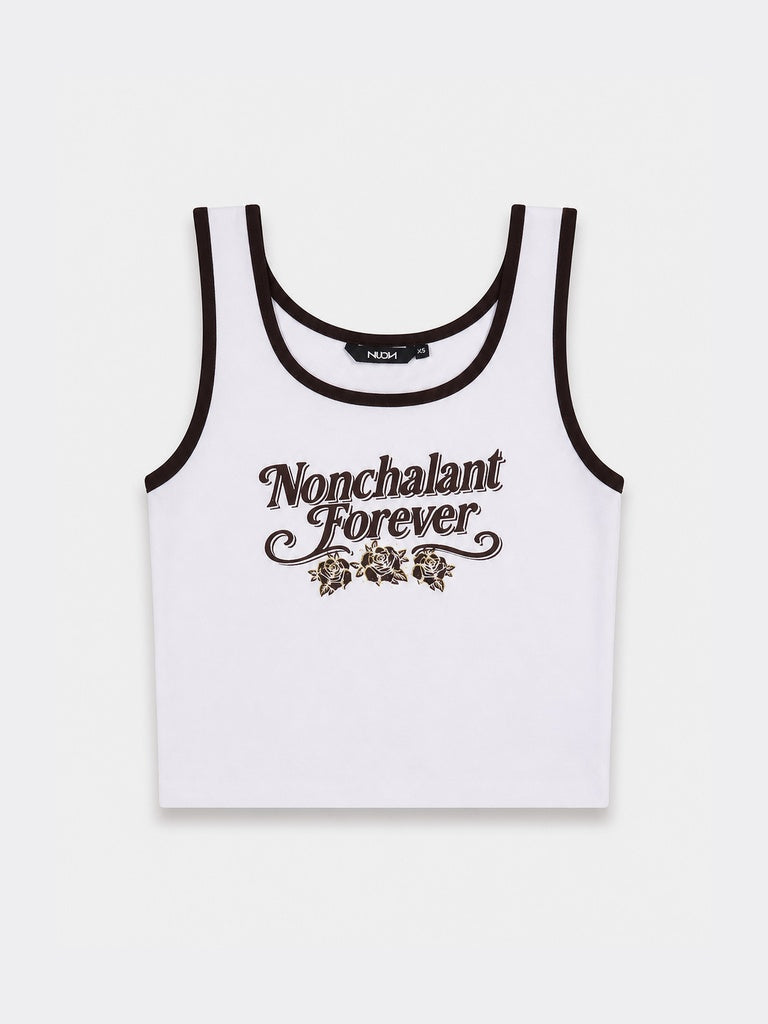 Nuon White Text Printed Cotton-Blend Top