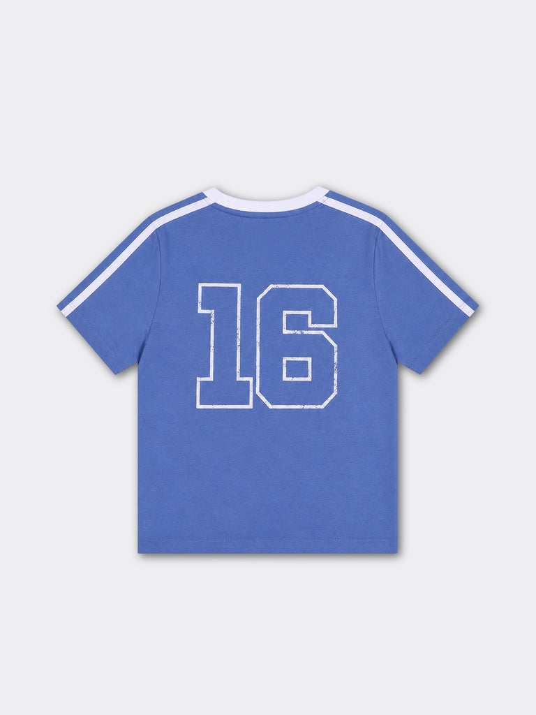 Nuon Blue Text-Printed Cotton T-Shirt
