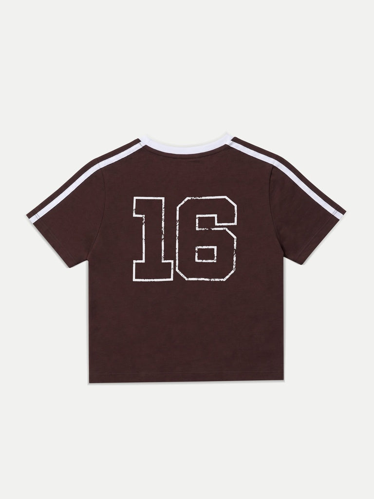 Nuon Dark Brown Text-Printed Cotton T-Shirt