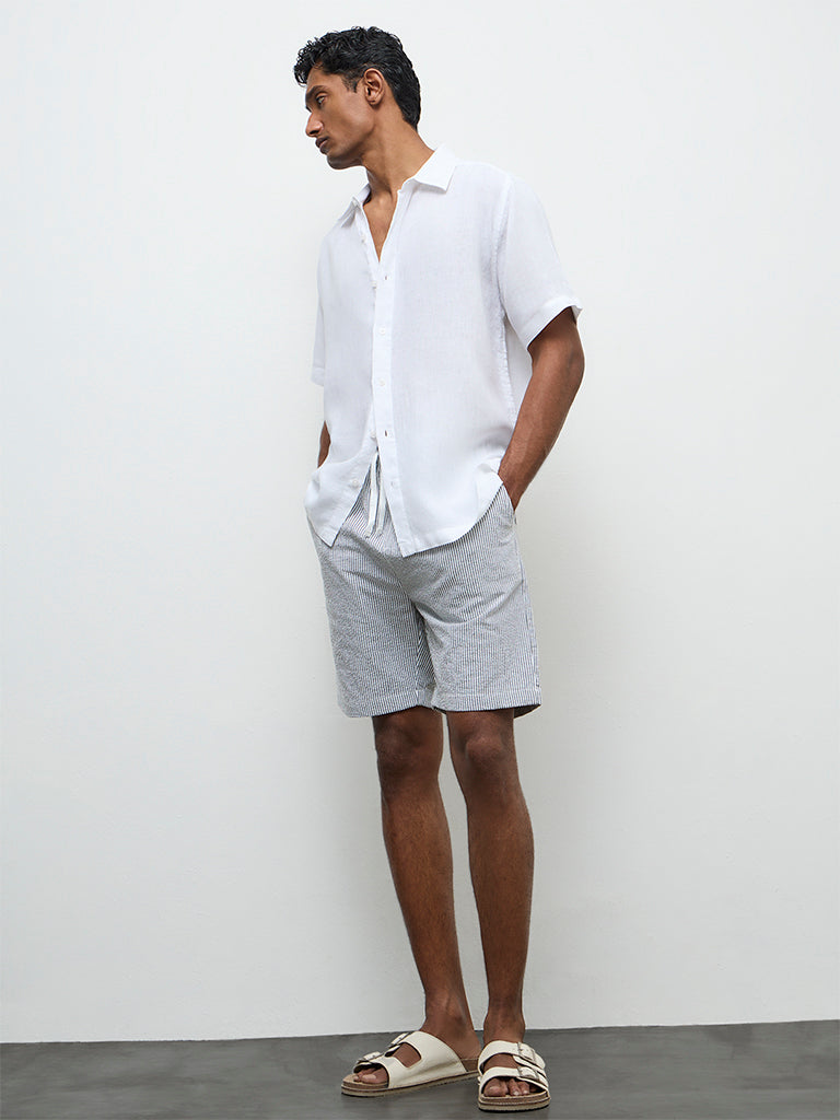 WES Lounge Dark Teal Relaxed-Fit Mid-Rise Cotton Shorts