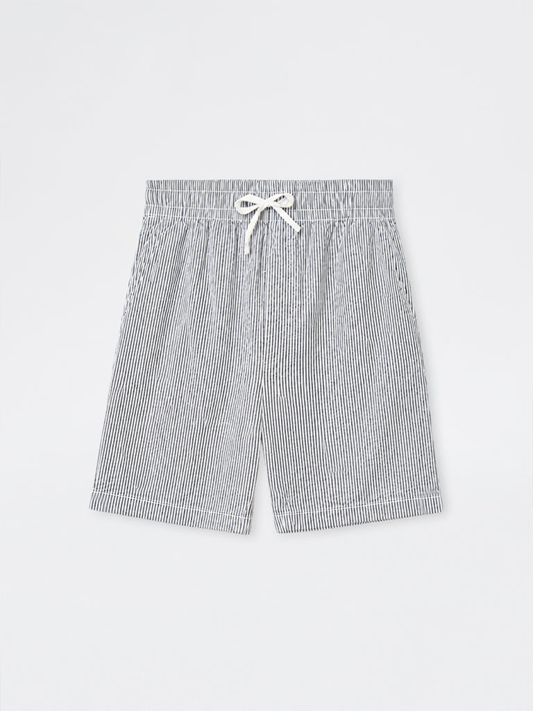 WES Lounge Dark Teal Relaxed-Fit Mid-Rise Cotton Shorts