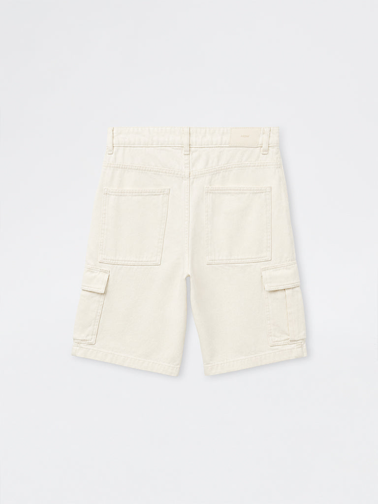 Nuon Off-White Relaxed-Fit Mid-Rise Denim Cargo Shorts