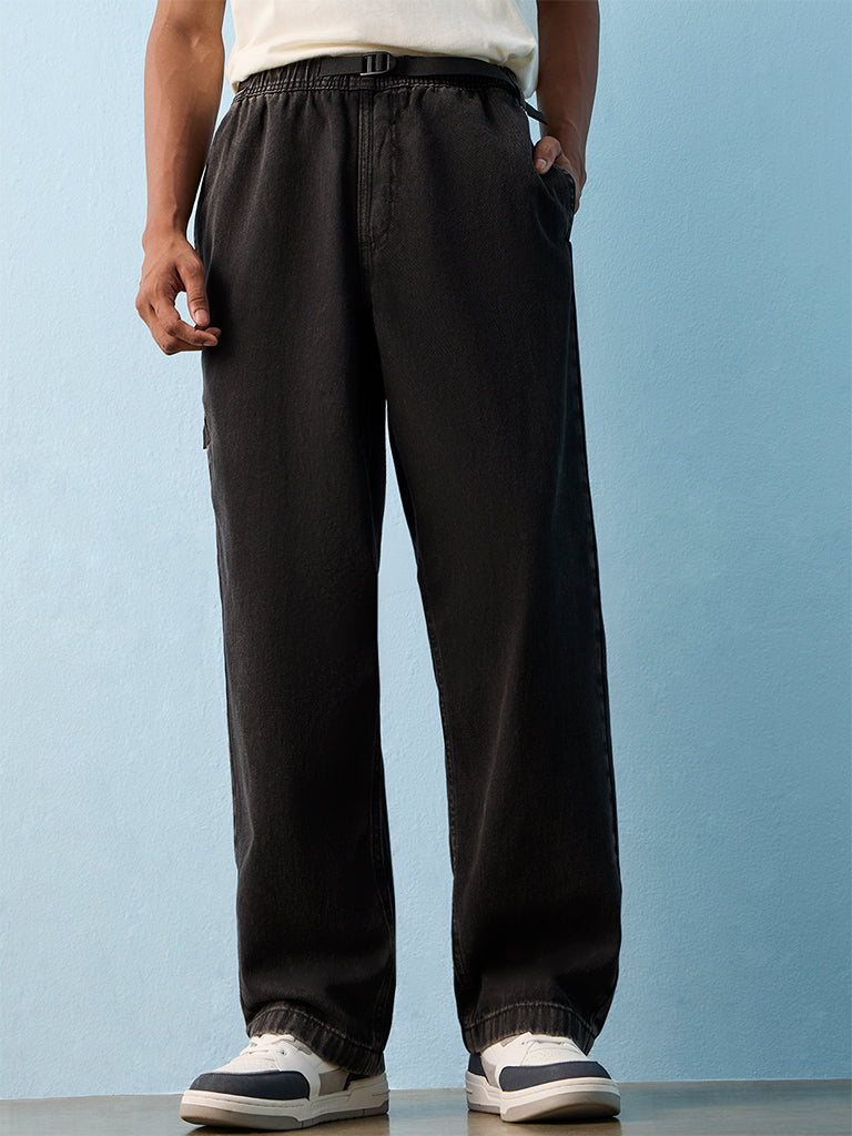 Nuon Dark Charcoal Relaxed-Fit Mid-Rise Jeans