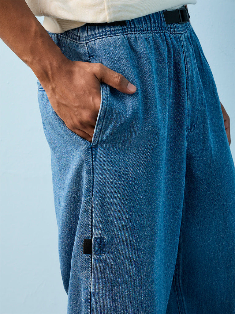 Nuon Blue Loose-Fit Mid-Rise Jeans