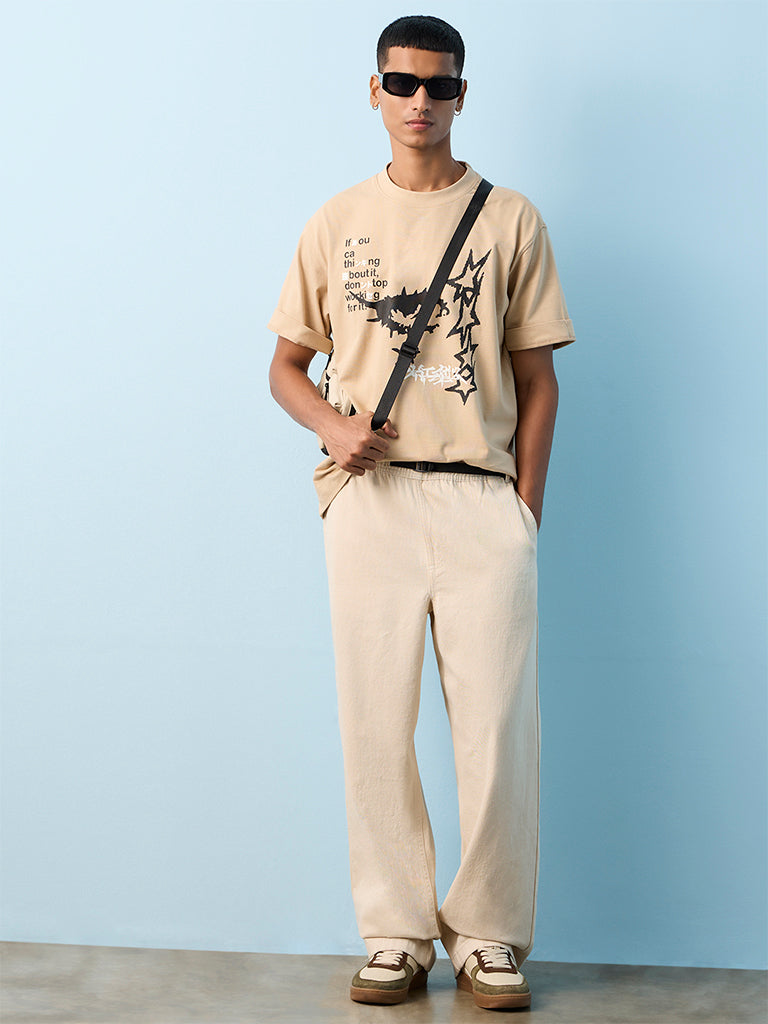 Nuon Off-White Loose-Fit Mid-Rise Jeans