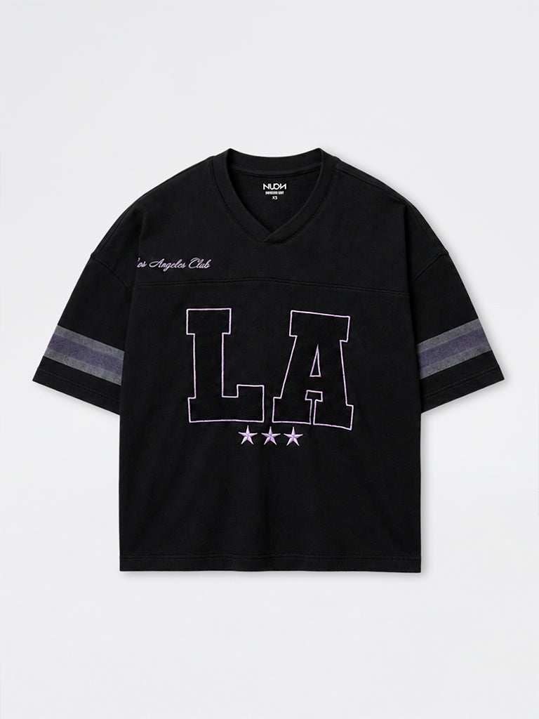 Nuon Black Text-Design Oversized-Fit Cotton T-Shirt