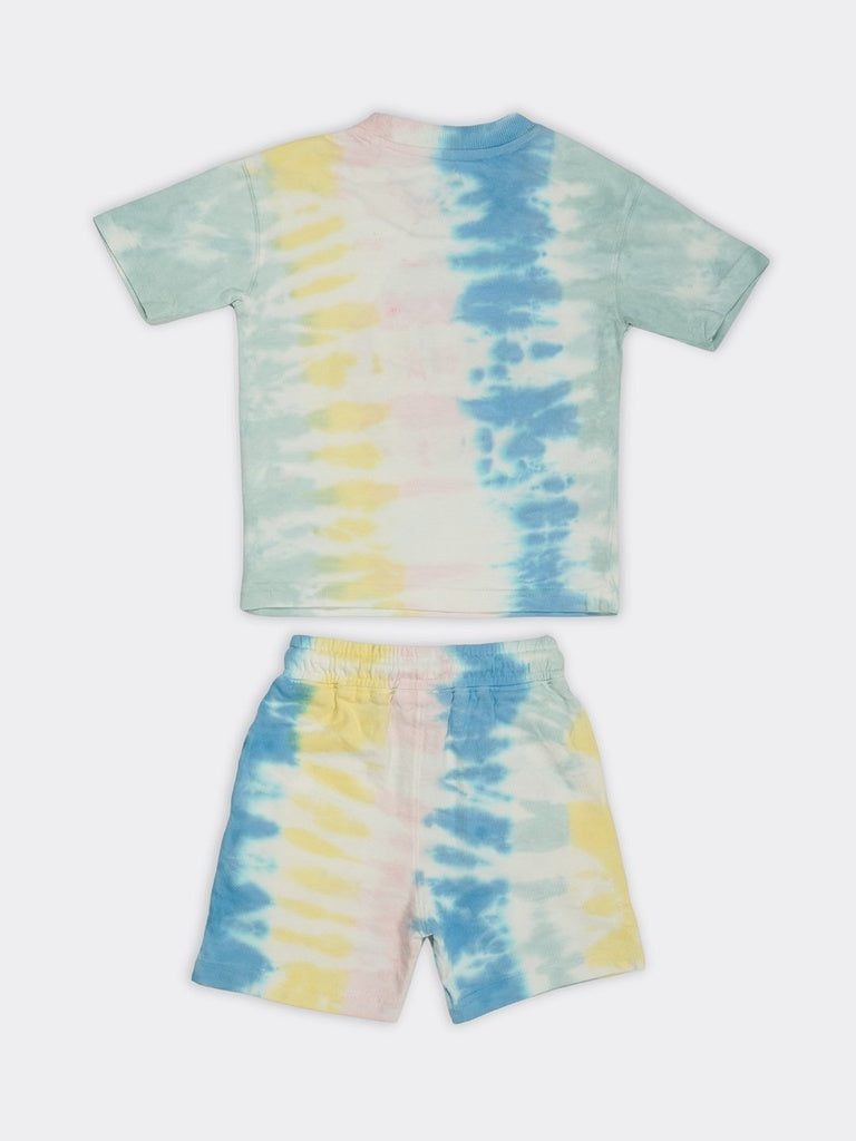 HOP Kids Boys Multicolour Tie-Dye Cotton Regular Fit T-Shirt And Shorts Set