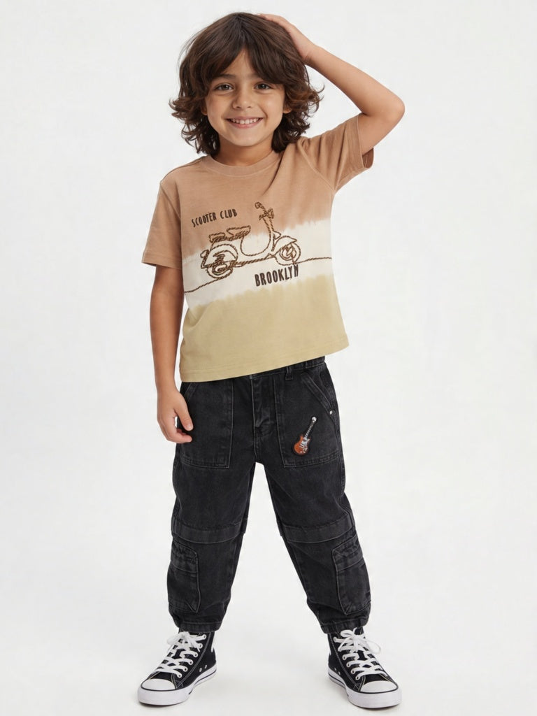 HOP Kids Boys Charcoal Mid-Rise Relaxed-Fit Jeans