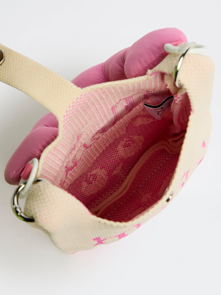 HOP Kids Girls Pink Knit-Textured Printed Sling Bag