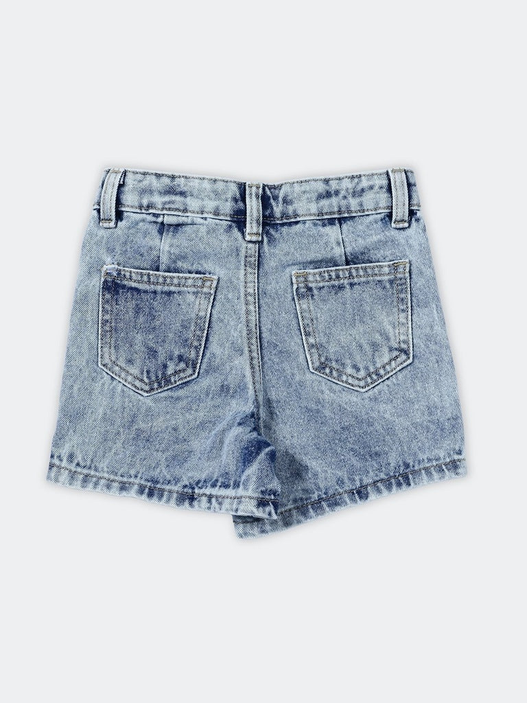 HOP Kids Girls Light Blue Denim Knee Length Cotton Shorts