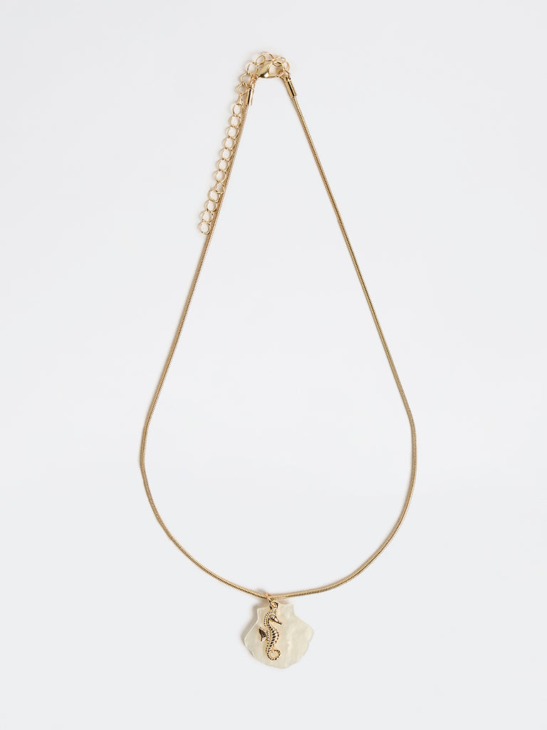 Westside Accessories Gold Chain Necklace with Seahorse Pendant