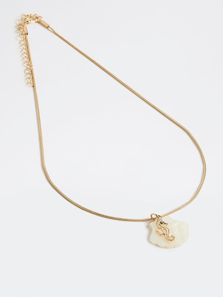 Westside Accessories Gold Chain Necklace with Seahorse Pendant