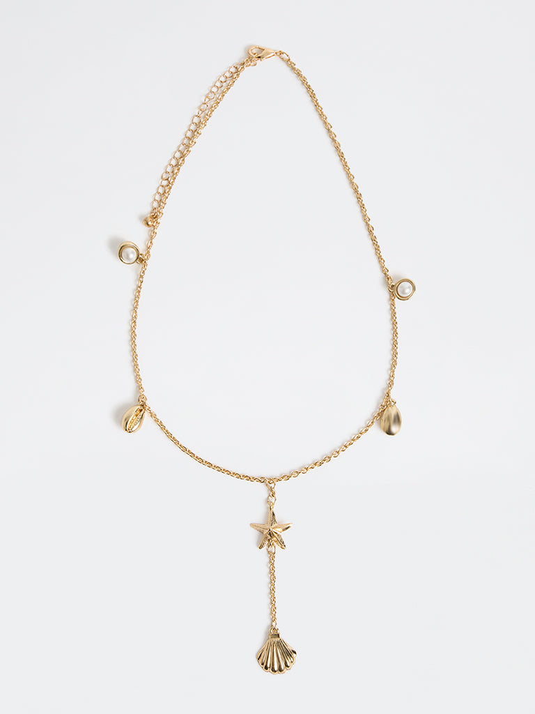 Westside Accessories Gold Multi Charm Y-Chain Necklace