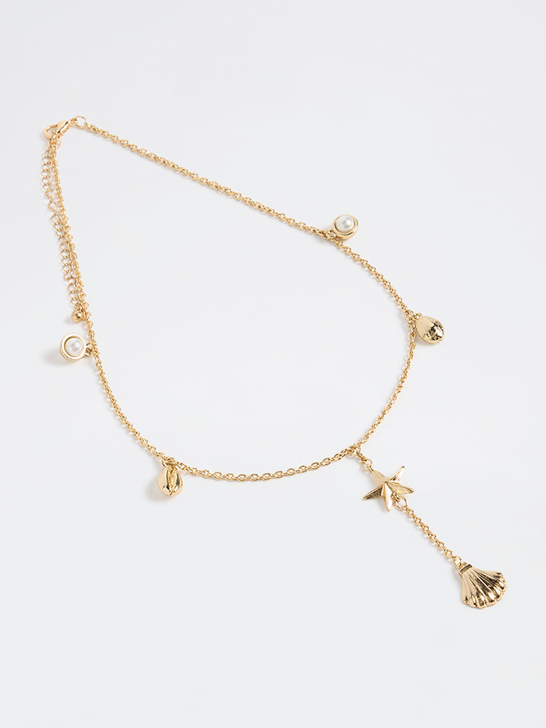 Westside Accessories Gold Multi Charm Y-Chain Necklace