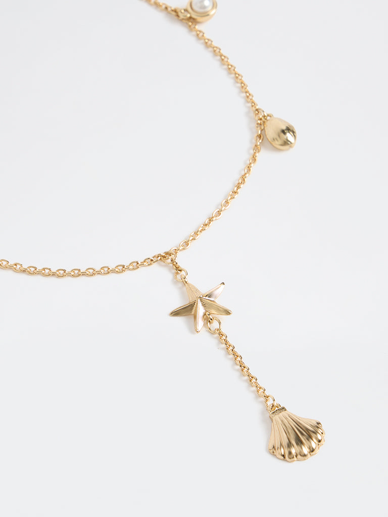 Westside Accessories Gold Multi Charm Y-Chain Necklace
