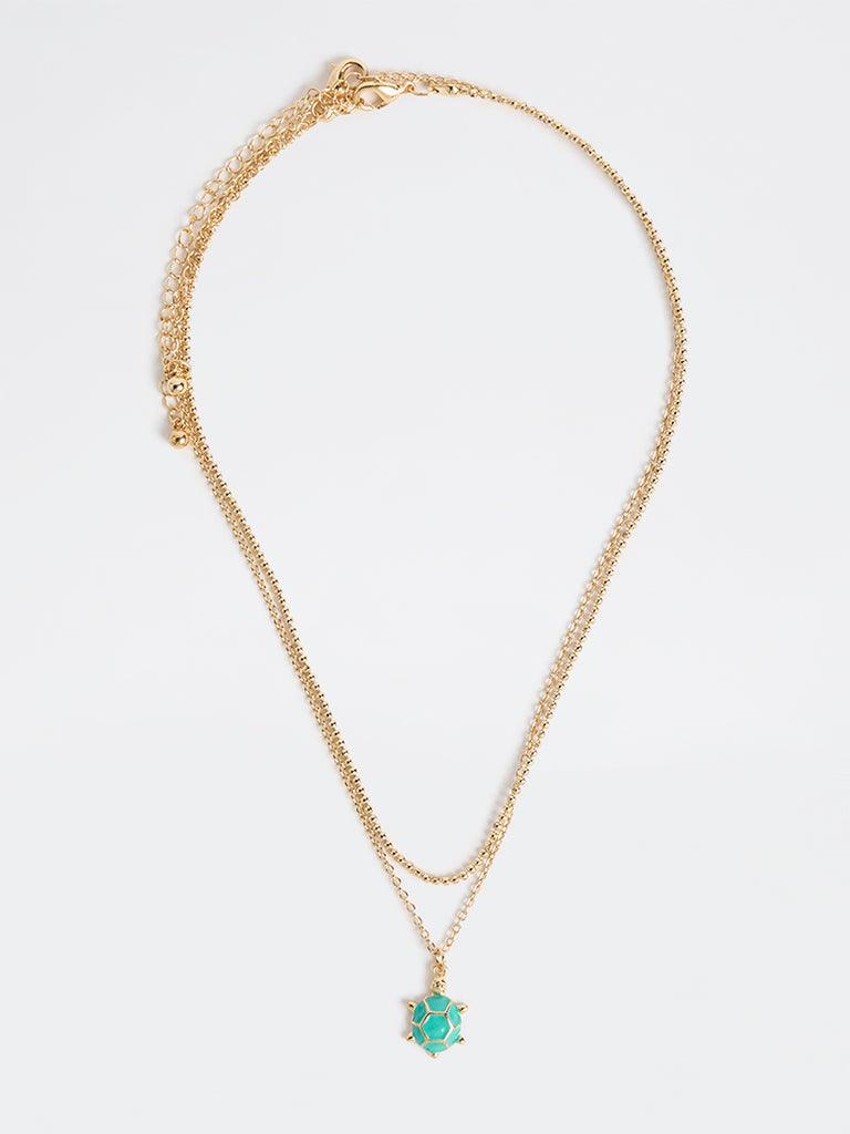 Westside Accessories Gold Necklaces with Turtle Pendant - Pack of 2