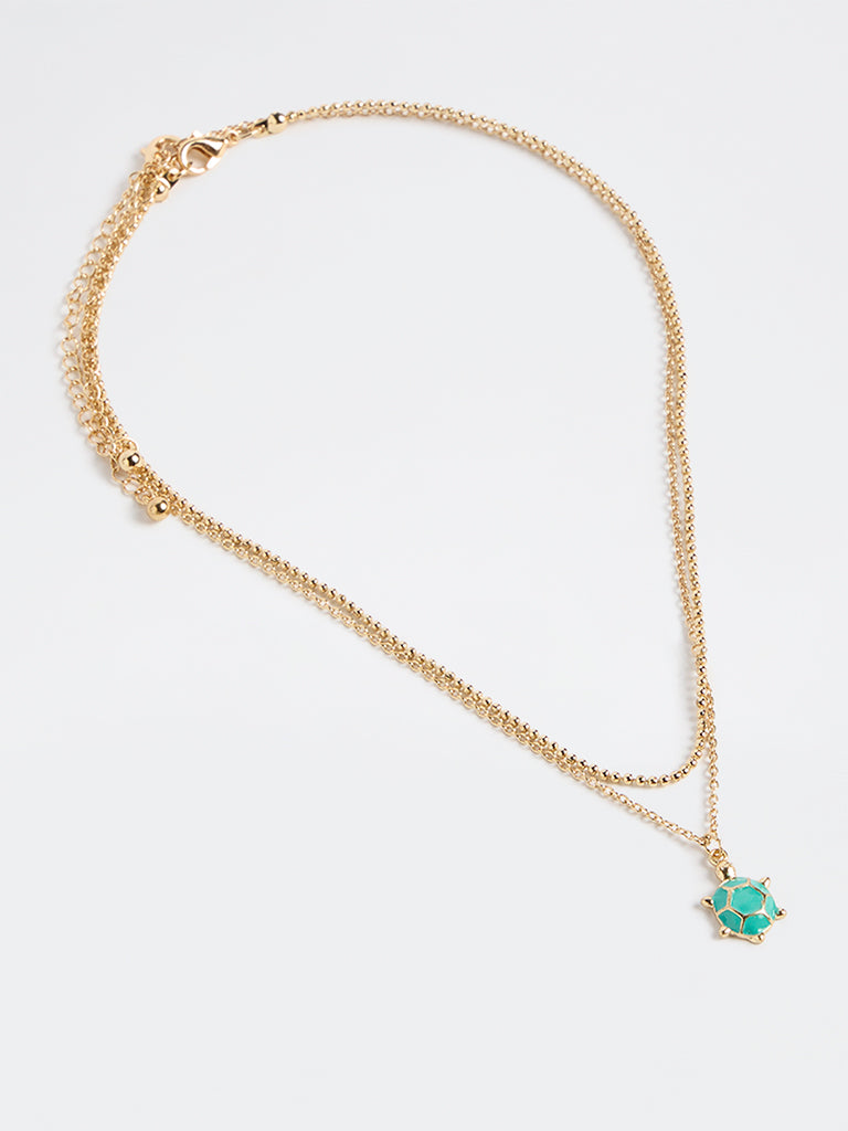 Westside Accessories Gold Necklaces with Turtle Pendant - Pack of 2