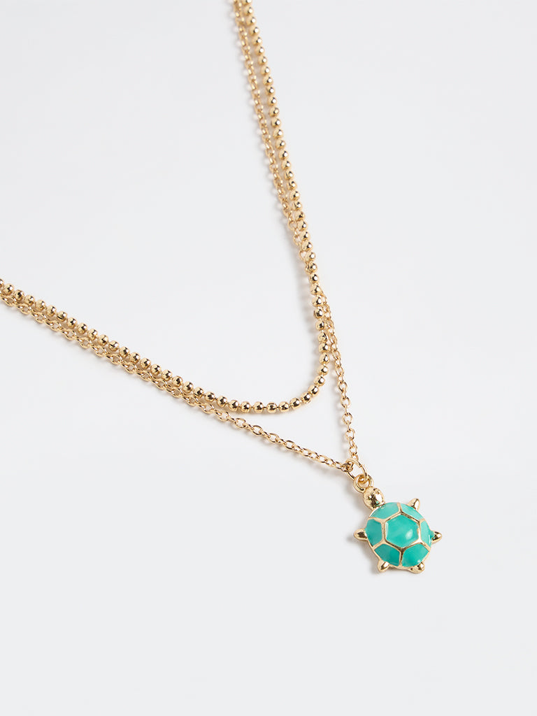 Westside Accessories Gold Necklaces with Turtle Pendant - Pack of 2