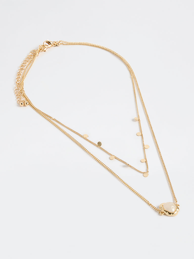 Westside Accessories Gold Chain Necklaces with Pendant - Pack of 2