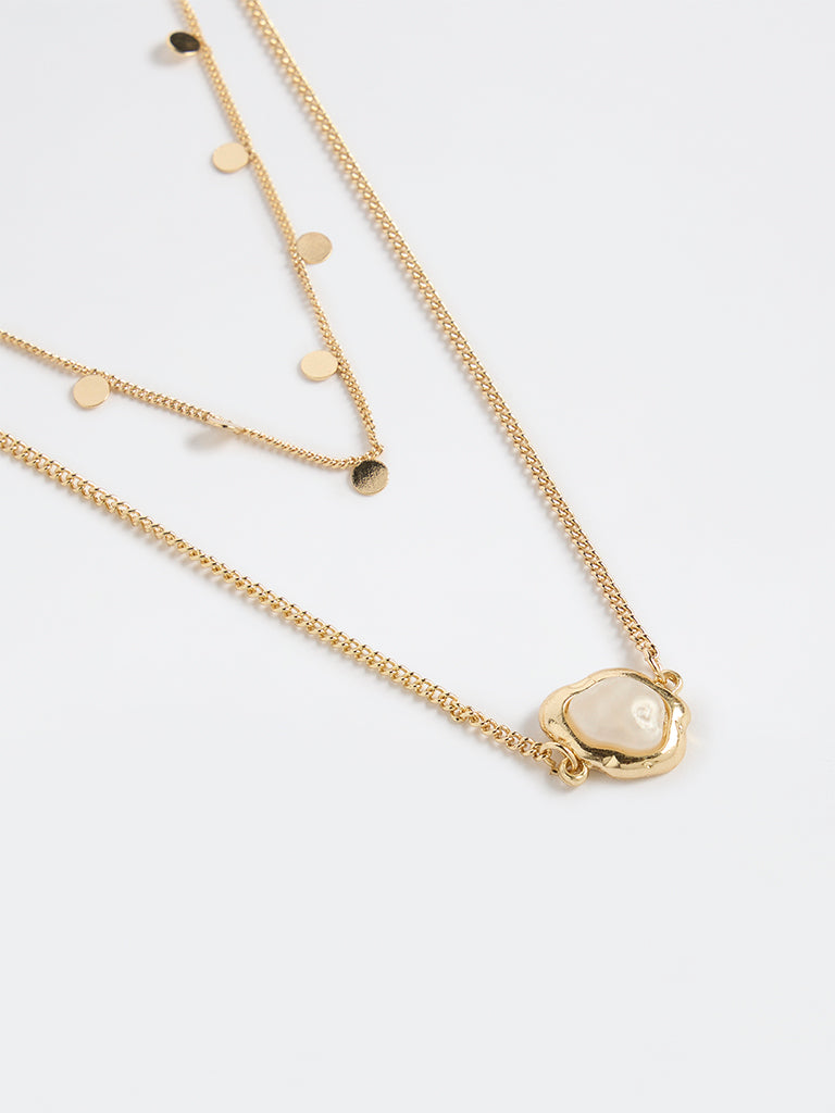 Westside Accessories Gold Chain Necklaces with Pendant - Pack of 2