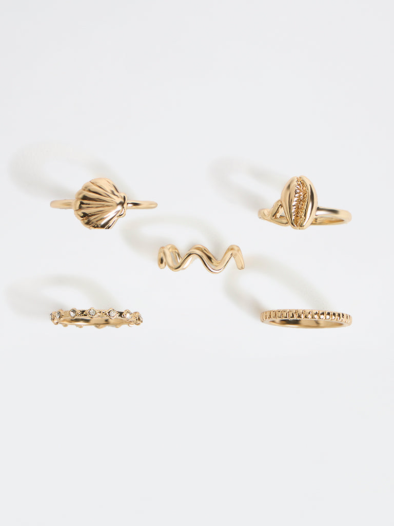 Westside Accessories Gold Multi Stack Rings - Pack of 5