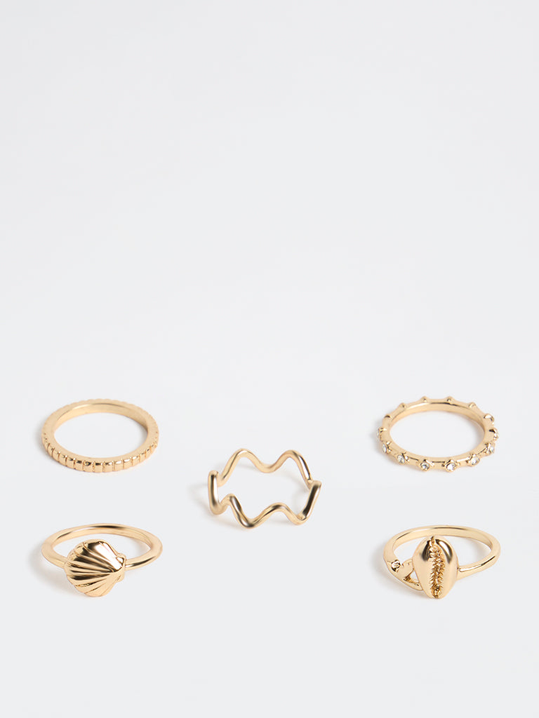 Westside Accessories Gold Multi Stack Rings - Pack of 5