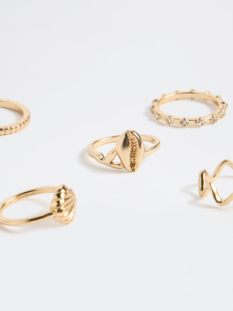 Westside Accessories Gold Multi Stack Rings - Pack of 5