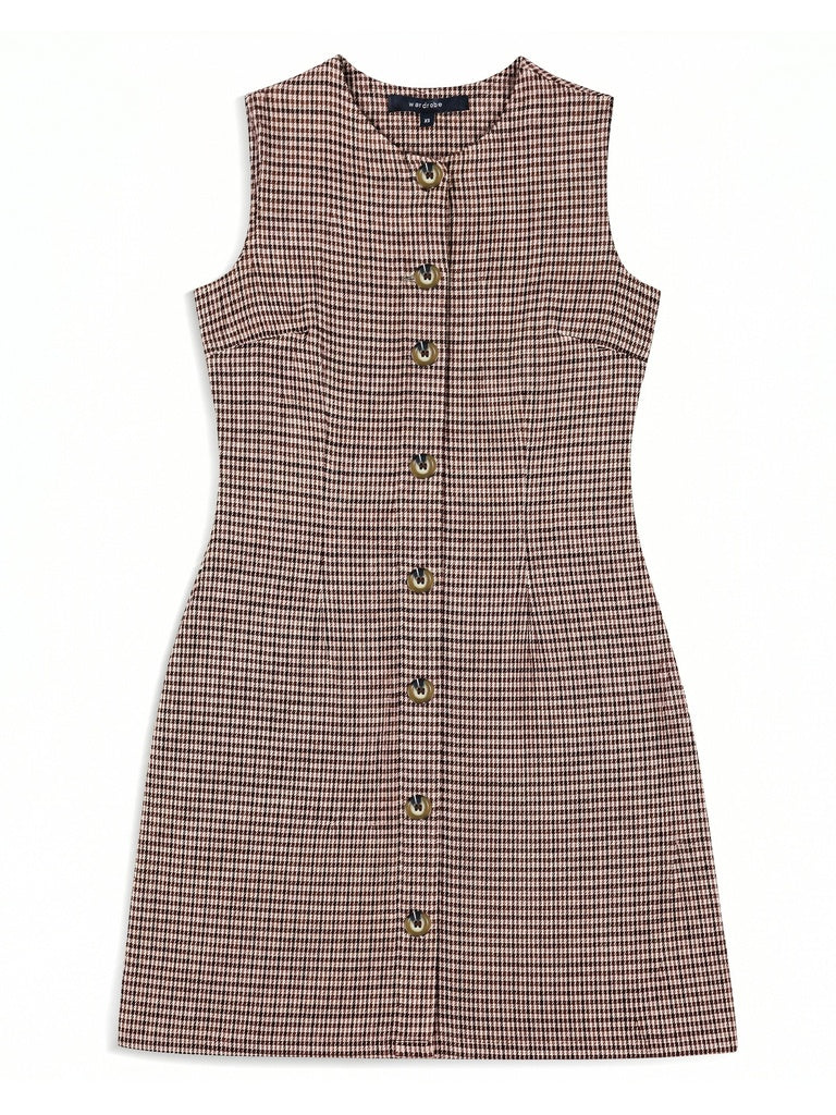 Wardrobe Brown Houndstooth Check A-Line Dress
