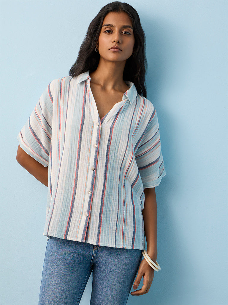 LOV Blue Striped Shirt