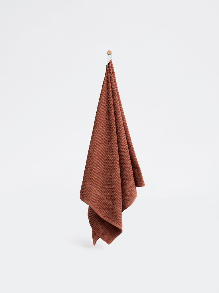 Westside Home Brown Knit-Textured Bath Towel
