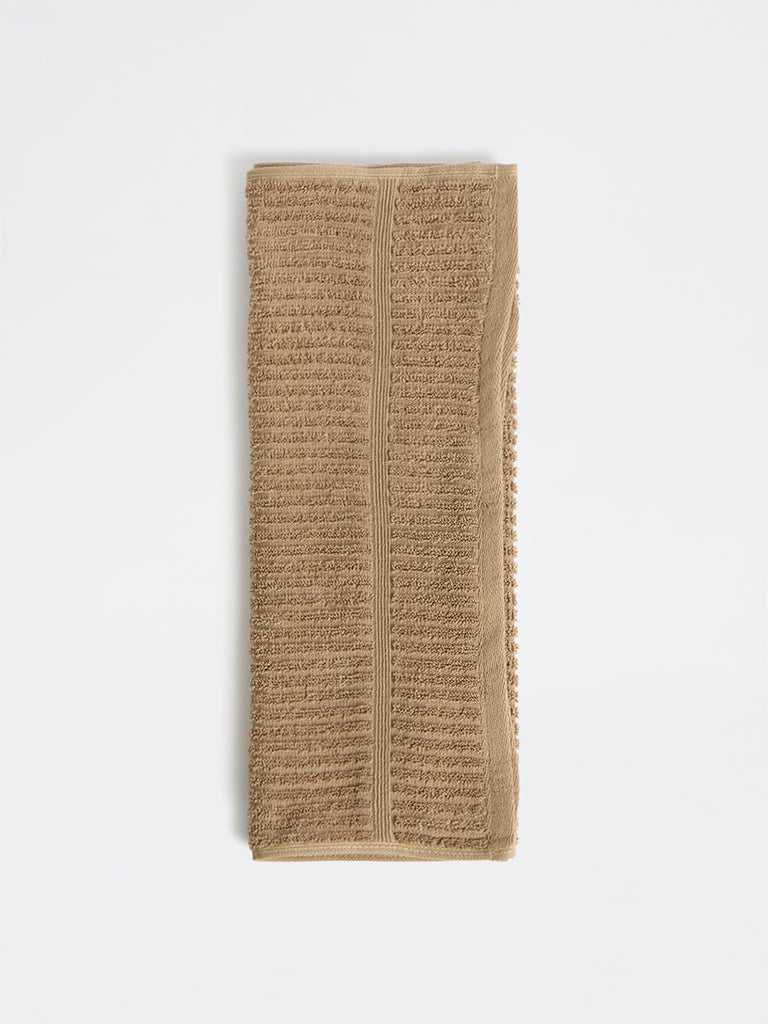 Westside Home Light Brown Knit-Textured Hand Towel