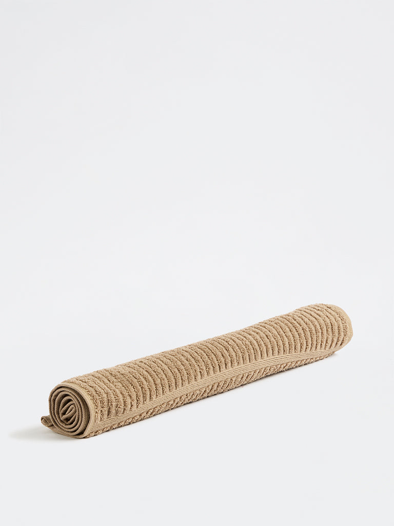 Westside Home Light Brown Knit-Textured Hand Towel