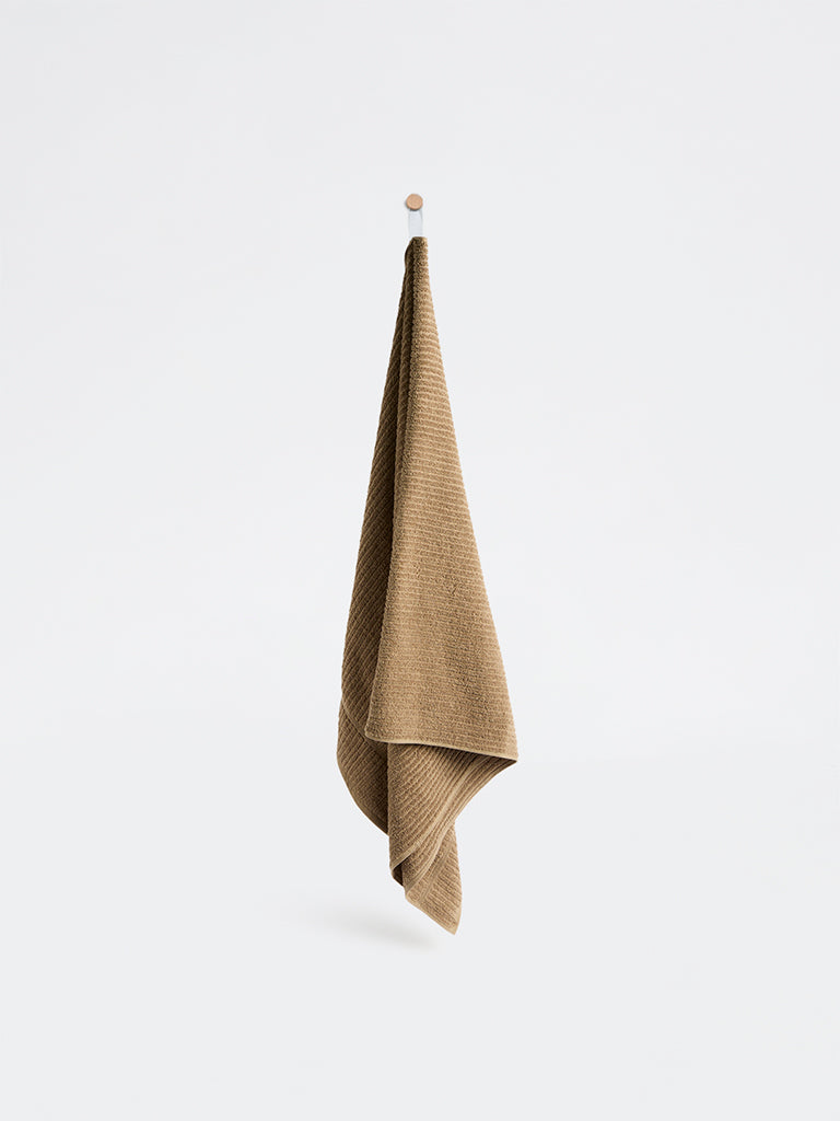 Westside Home Light Brown Knit-Textured Bath Towel