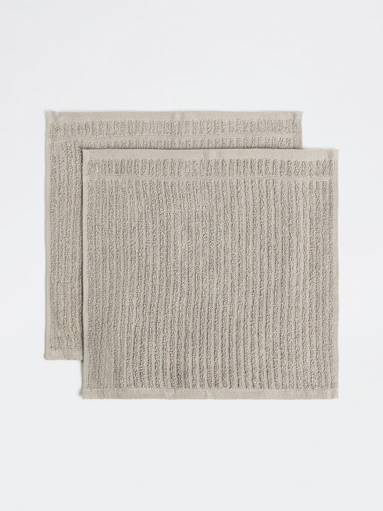 Westside Home Grey Knit-Textured Face Towels - Set of 2