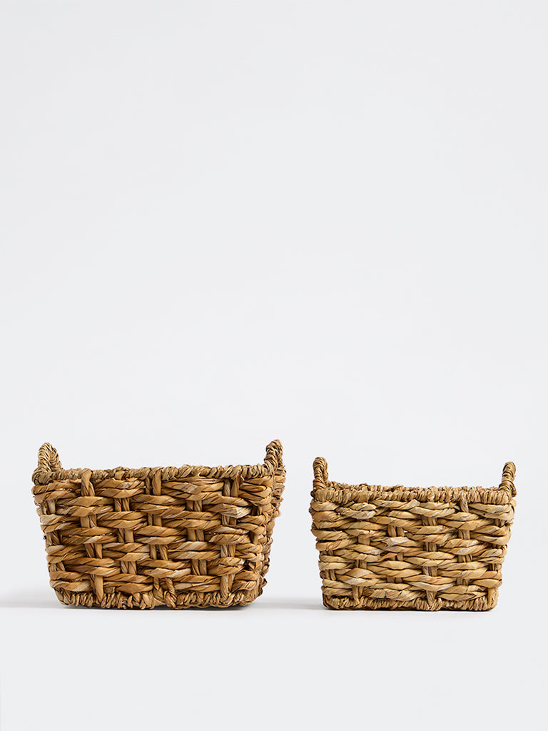 Westside Home Beige Woven Storage Basket - Set of 2